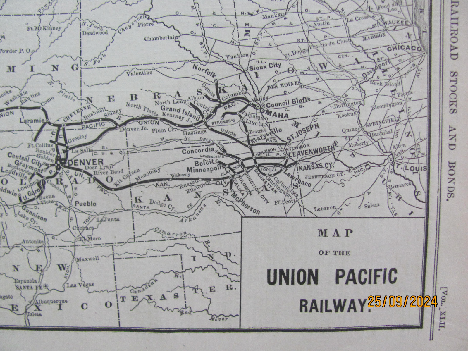 1886 APRIL UNION PACIFIC + UTAH CENTRAL RAILROAD ORIGINAL SYSTEM MAP STATIONS