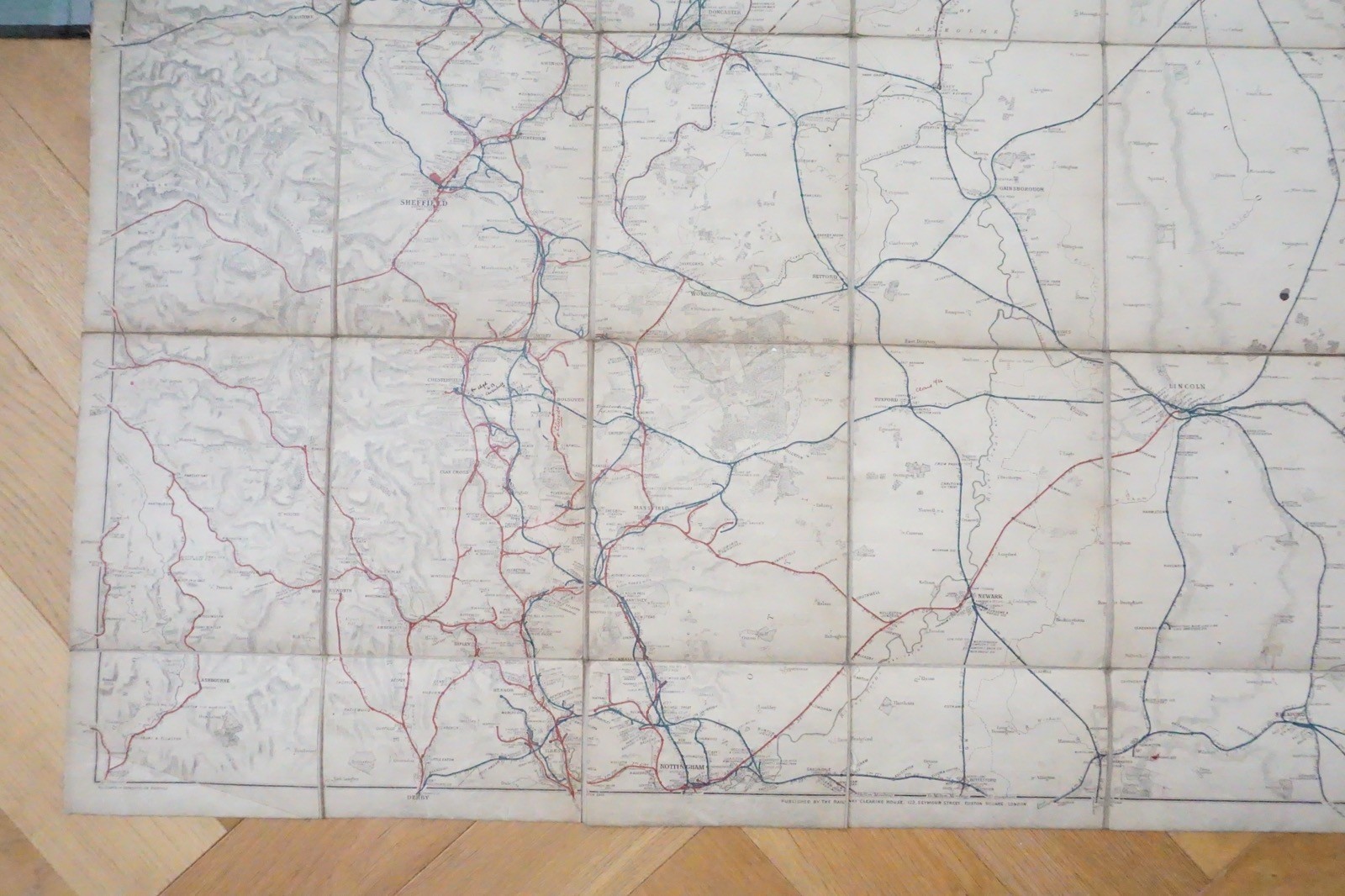 1923 Railway Clearing House RCH Map of Yorkshire District Linen Backed