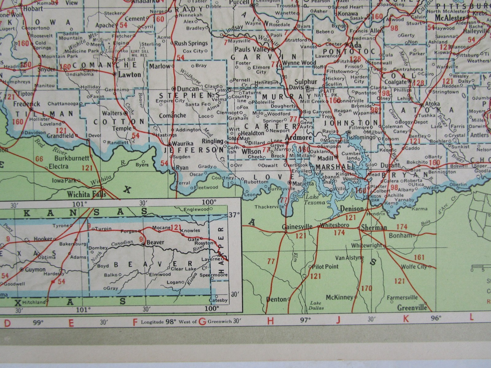 OR OK Vintage 1951 OREGON RAILROAD MAP. SUMPTER VALLEY RR or OKLAHOMA. OSAGE RR