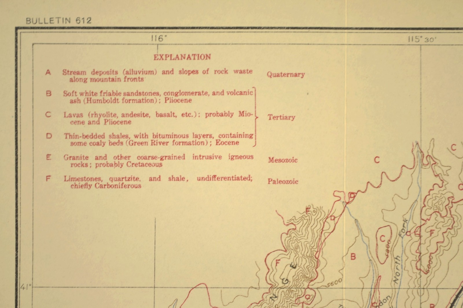 1915 Antique Central Pacific Railroad Map Elko Nevada Carlin Canyon Geological