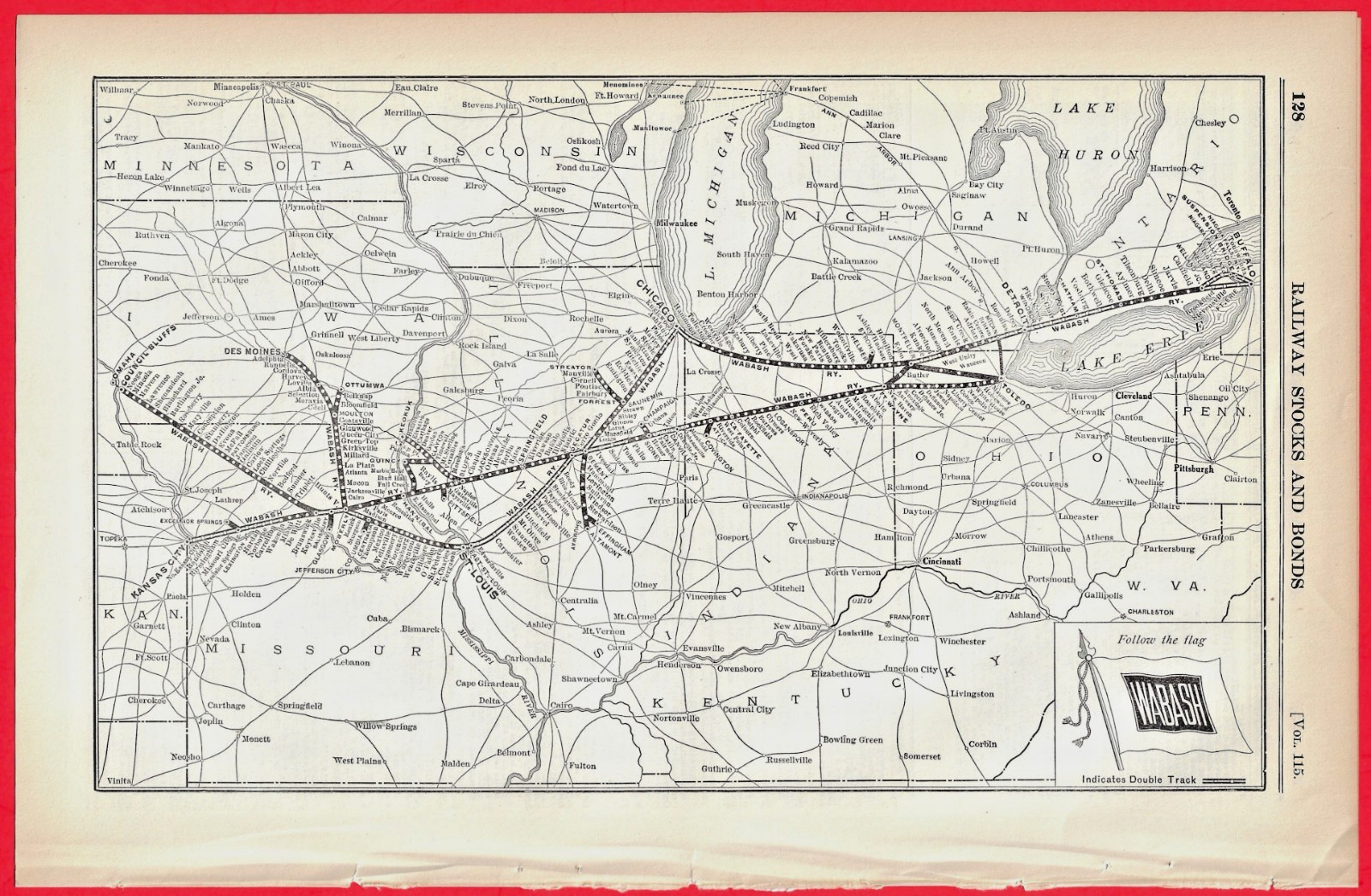 Original 1922 WABASH RAILROAD MAP