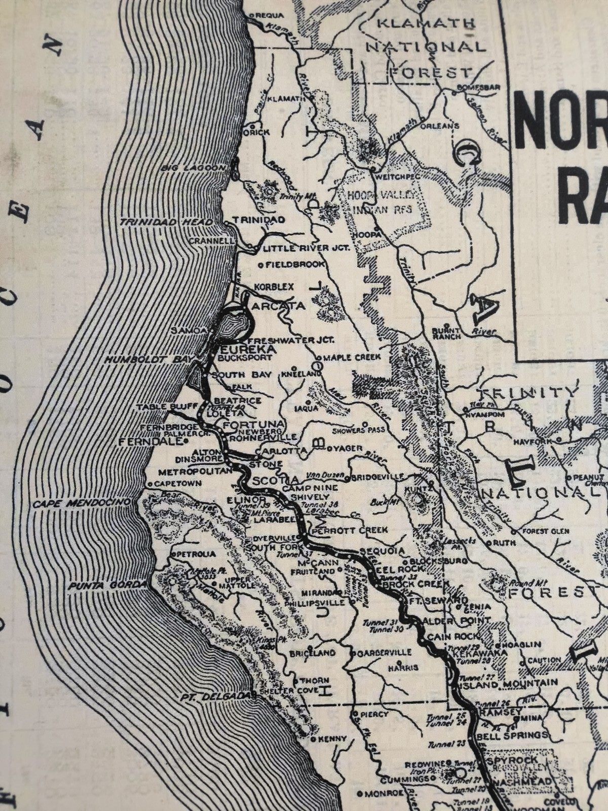 1935 Northwestern Pacific NWP Railroad System Map Wall Poster Decor