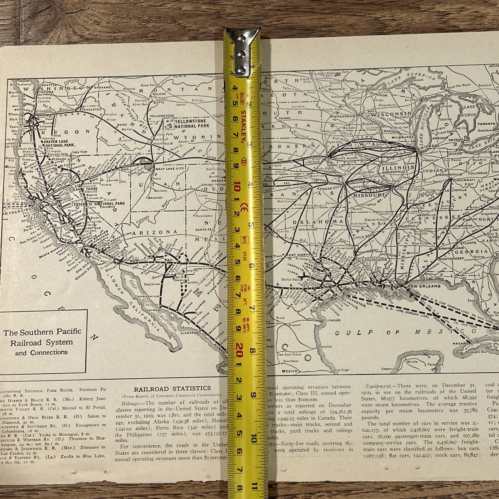 Antique 1922 Map Of The Southern Pacific Railroad System 15”x11”