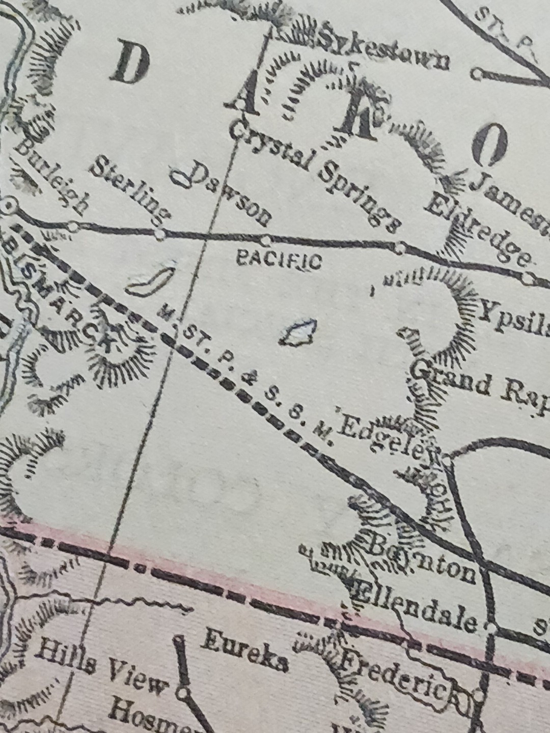 1897 Train Route Map Minnesota North South Dakota all Railroad Lines 9×11″ ND SD