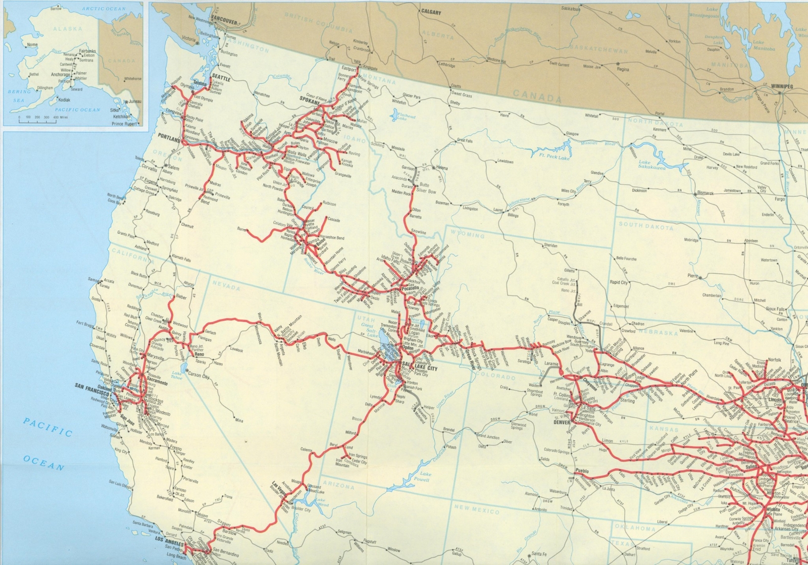 1988 Union Pacific Railroad Original System Map Route Rail Train USA Railway