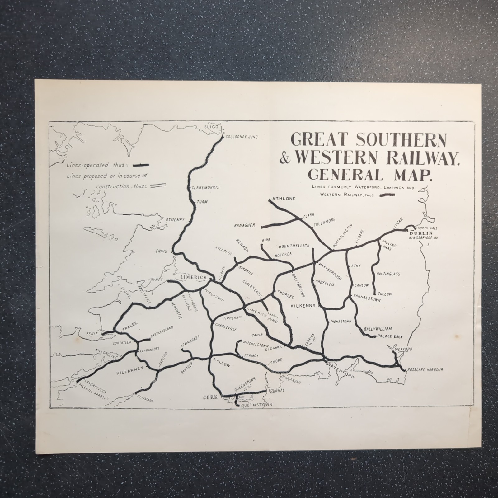 Original 1913 Of Great Southern & Western Railway General Map
