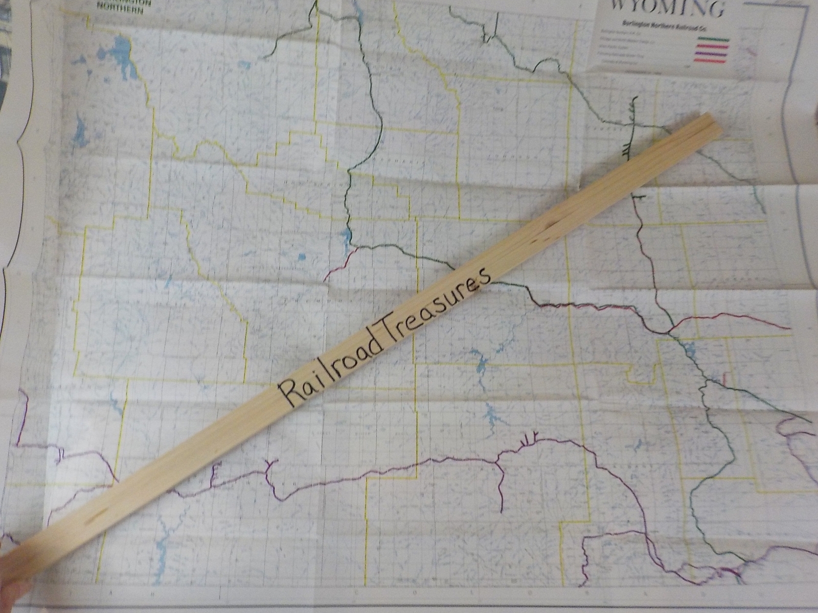 Map Burlington Northern Wyoming State Railroad Map 1983 August