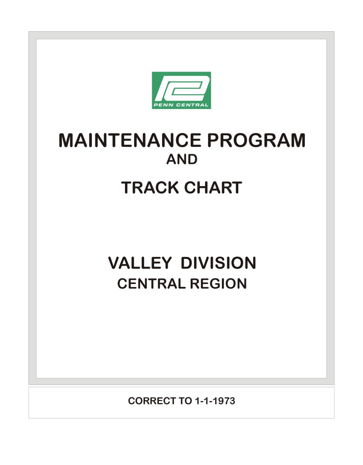 Penn Central 1973 Central Region Valley Division Track Chart PDF Pages on DVD