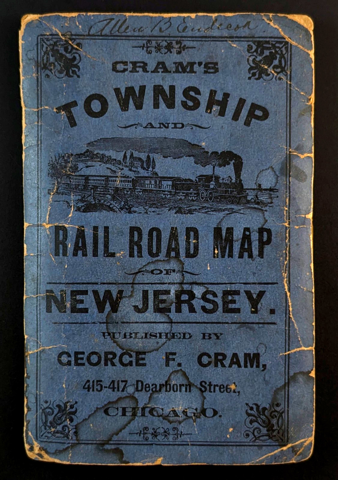 Cram’s Township And Railroad Map of New Jersey George F Cram Pocket Folder 1891