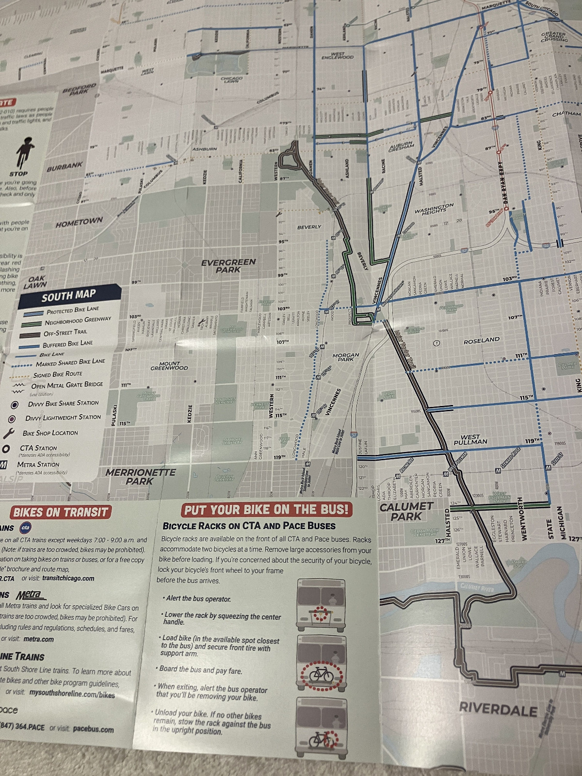 New CHICAGO BIKE MAP Hand-Held Foldable 2-Sided Trails, Bike Lanes & Routes 2024