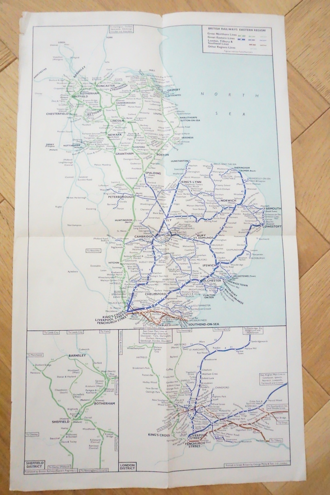 Feb 1960 Eastern Region British Rail Railway Map