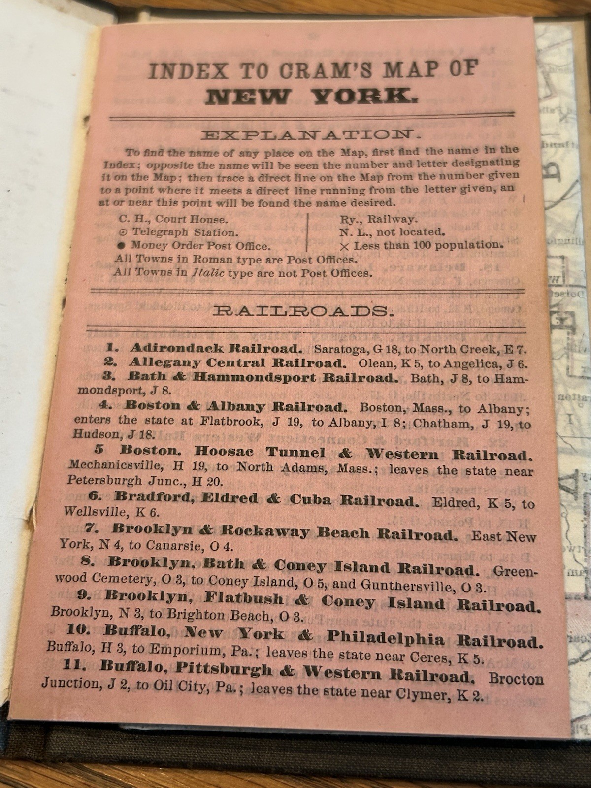 Indexed Railroad And County Map Of NY 60 Pages Geo Cram Pub. Mid 1850s Ex Con