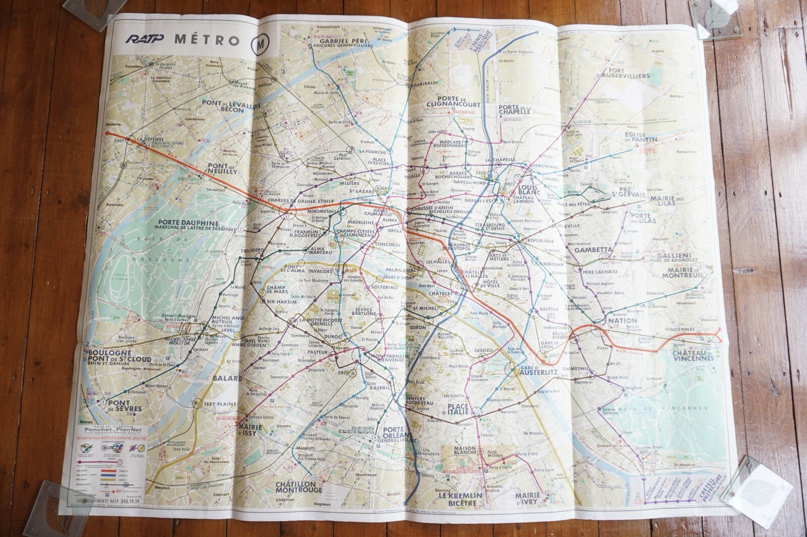 1982 France RATP Metro Underground Tube Map Railway Quad Poster