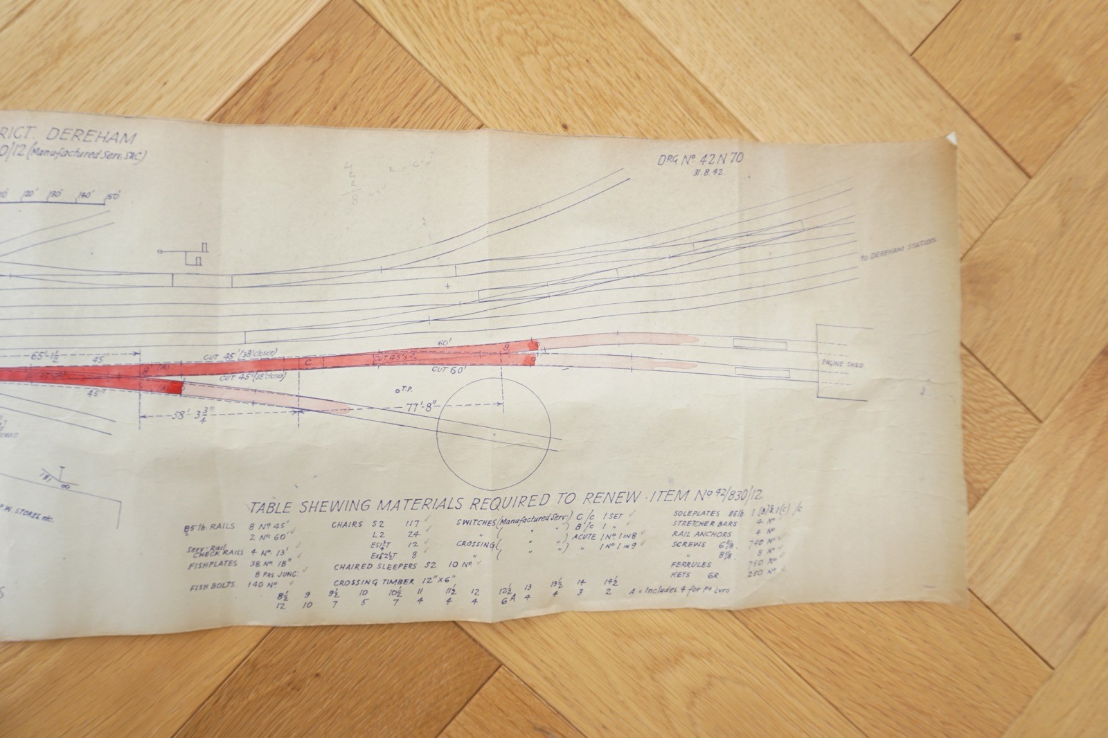 1942 LNER Dereham Norwich Railway Track Plan Map