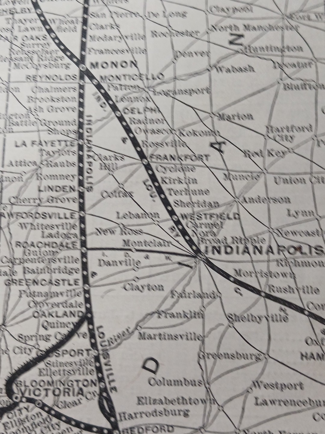 1905 Train Route Map CHICAGO INDIANAPOLIS & LOUISVILLE RAILWAY Nora IN railroad