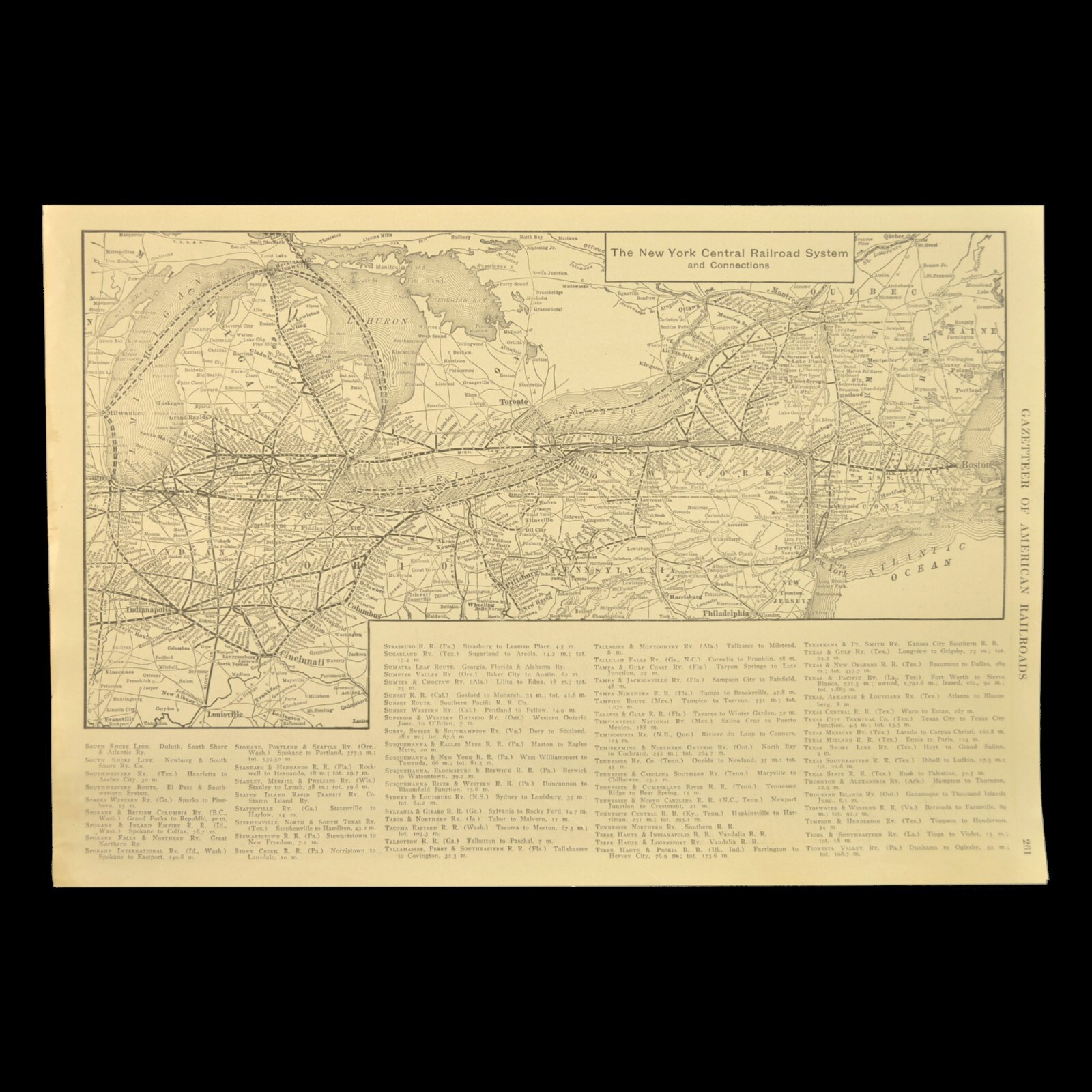 Vintage NEW YORK CENTRAL Railroad Map of NYC Railway Old Antique ca 1918