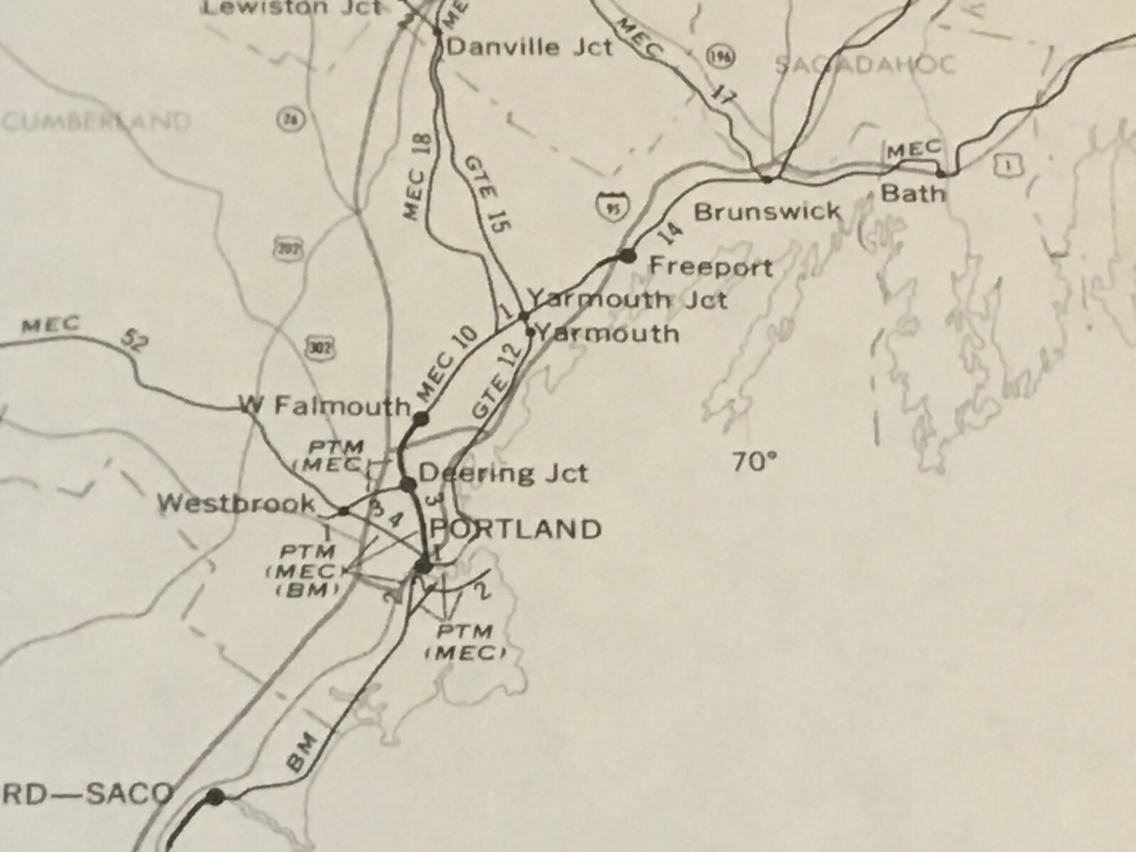 Vintage 1975 Maine Transportation Map●Federal Railroad Administration●11″x17″