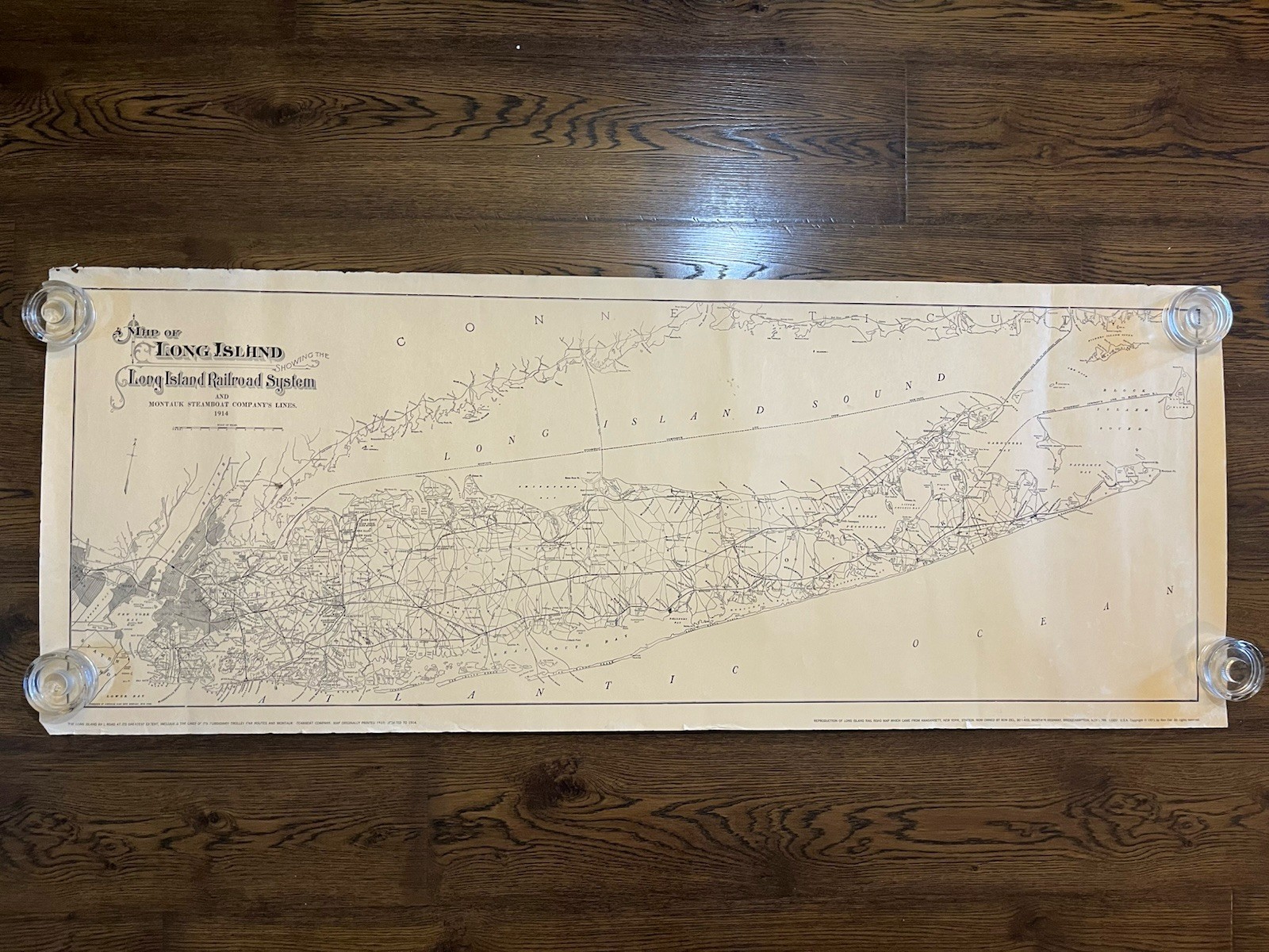 1971 Ron Ziel LONG ISLAND Map – Reprint – Shows 1914 LIRR Long Island Railroad