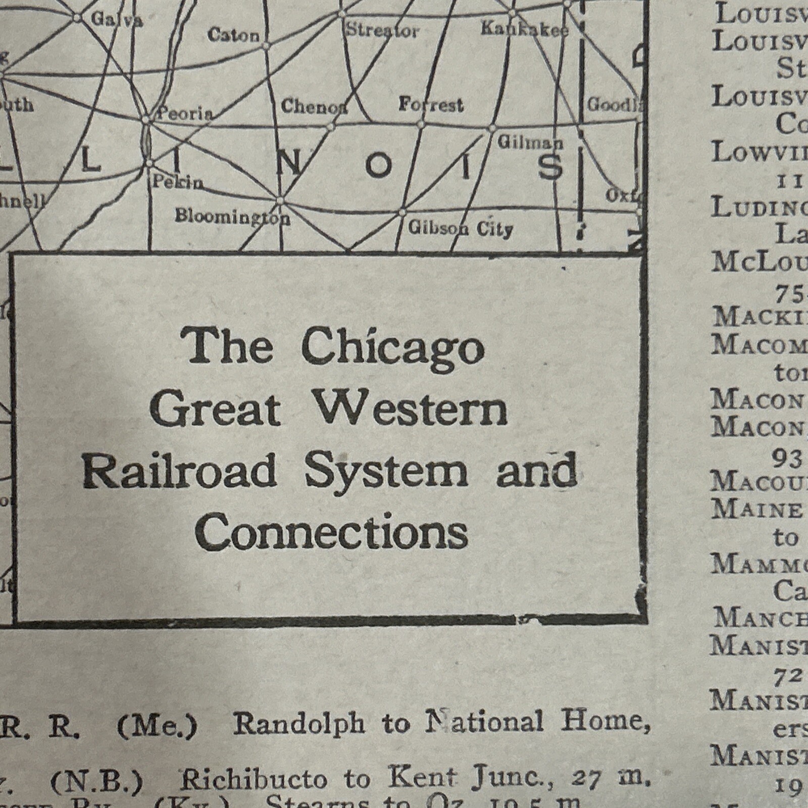 1922 Map The Chicago Great Western & Chicago Rock Island Railway 15”x11”