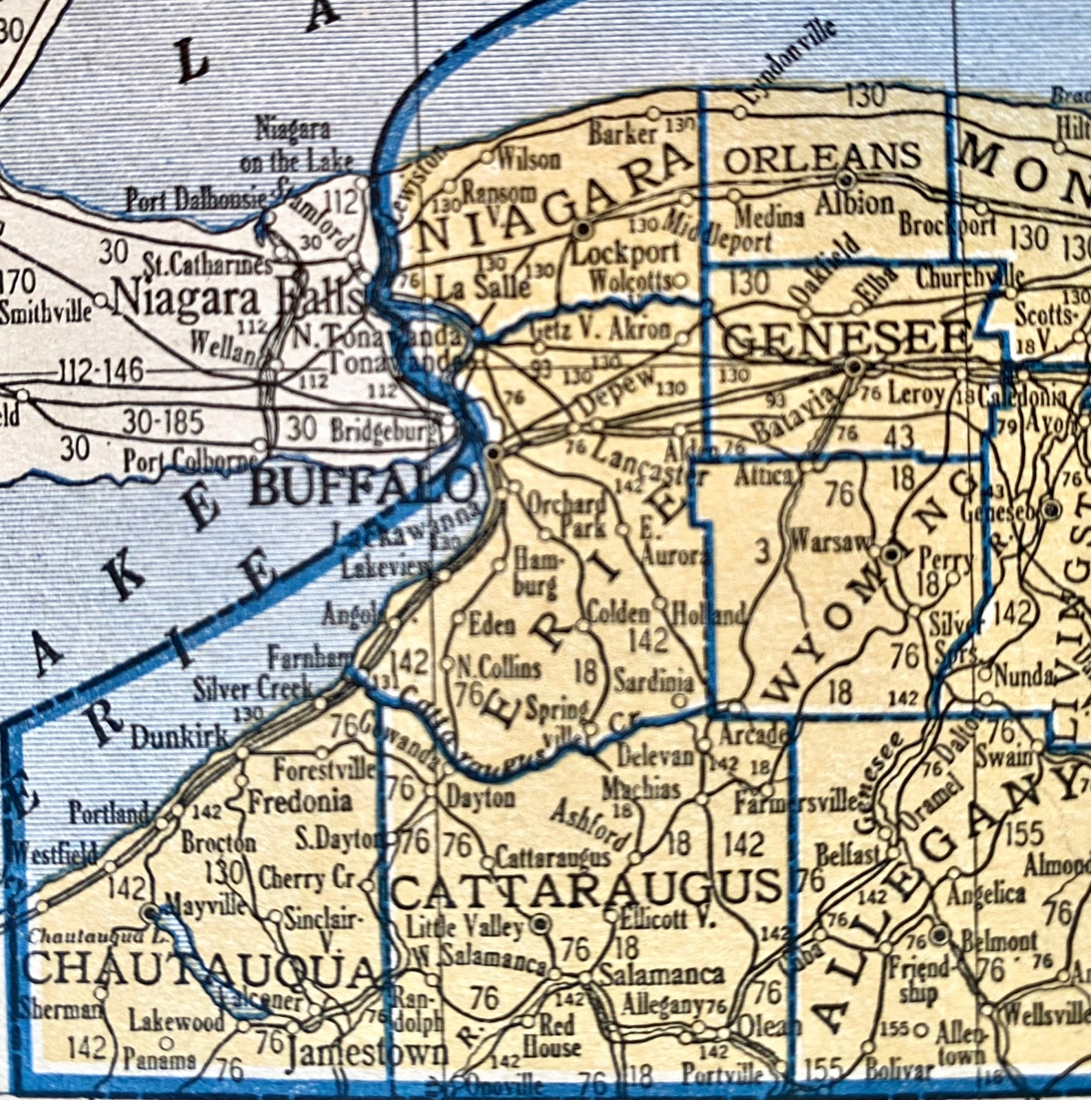 NORTH CAROLINA & NEW YORK c 1935 County & Railroad Maps. Hammond & Co. 9×12″