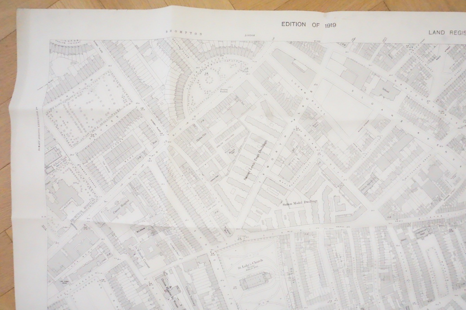 1919 Sutton Chelsea Brompton London Railway OS Railway Map **