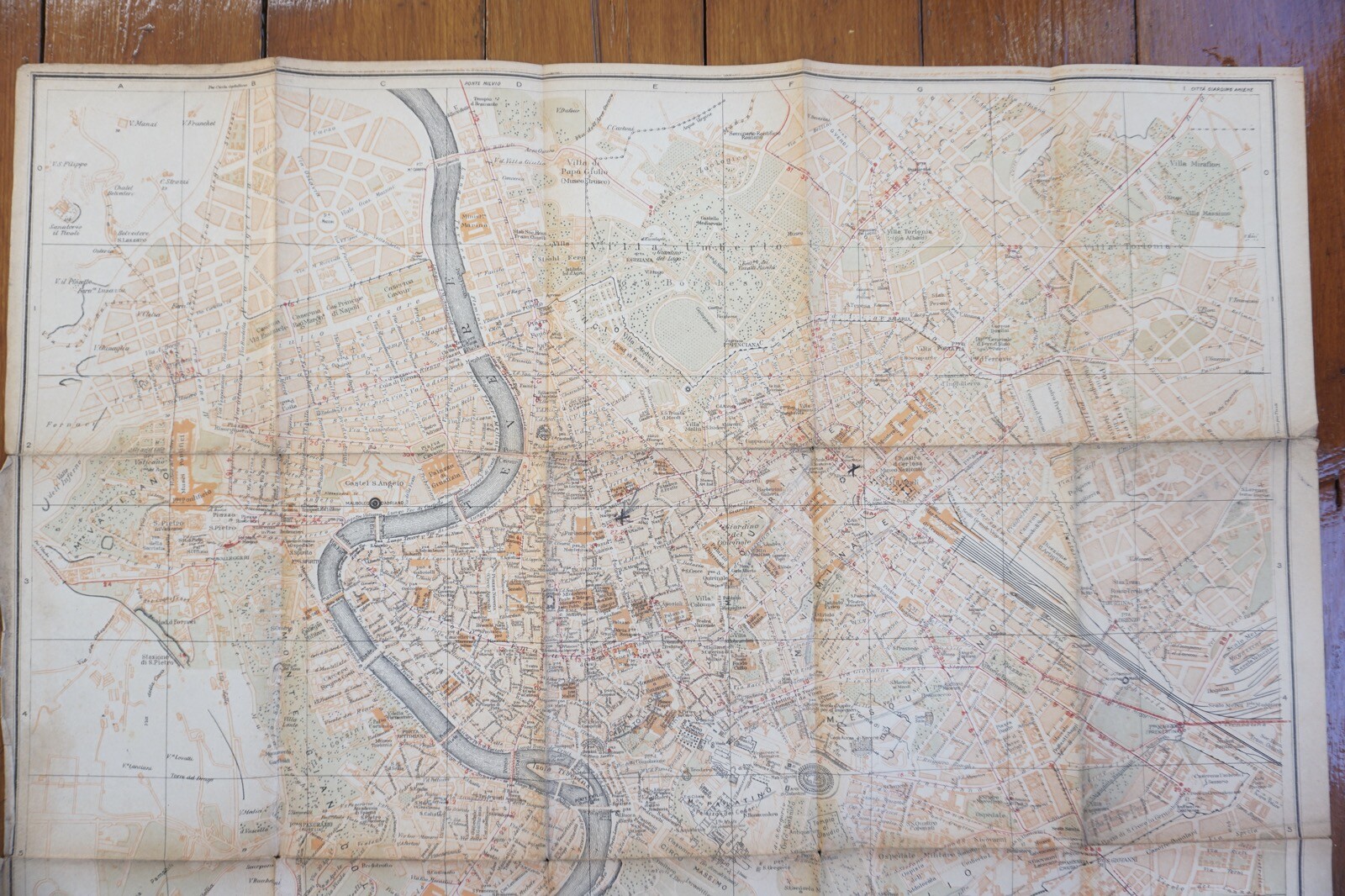 1925 Roma Rome Italy Railway City Map