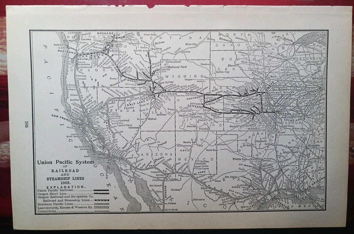 ~1906 Train Route Map UNION PACIFIC SYSTEM All Lines Oregon Short Line Railroad