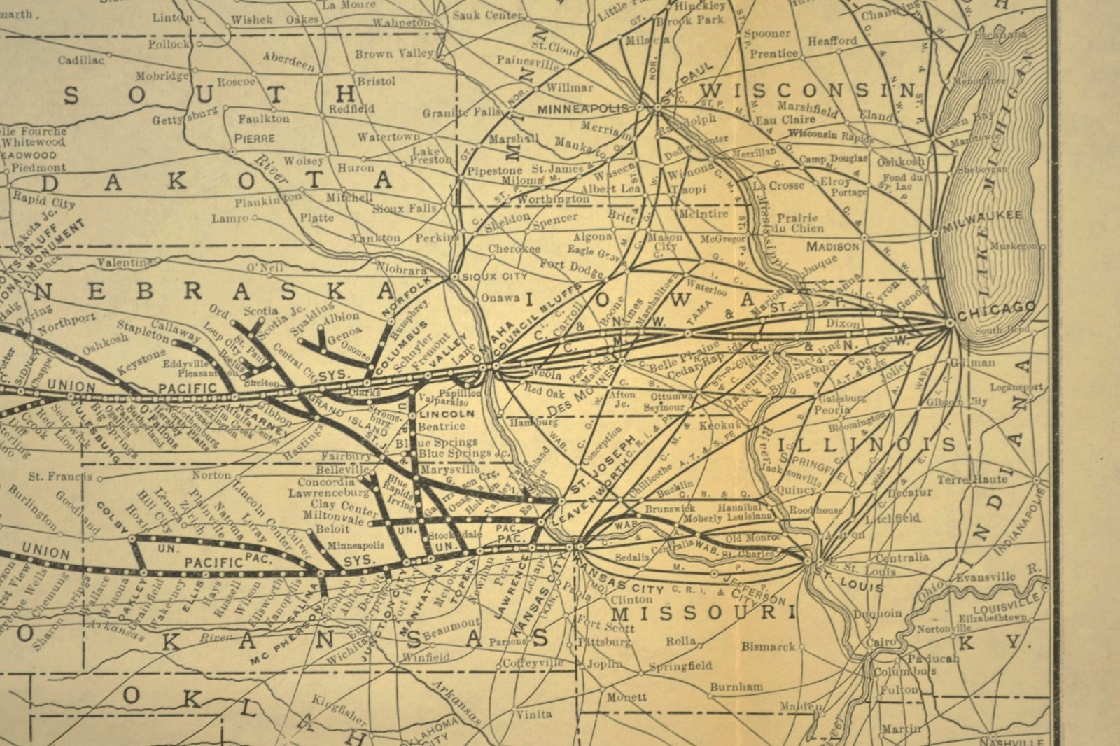 Antique UNION PACIFIC Railroad Map Oregon Washington Railroad LA&SL RR