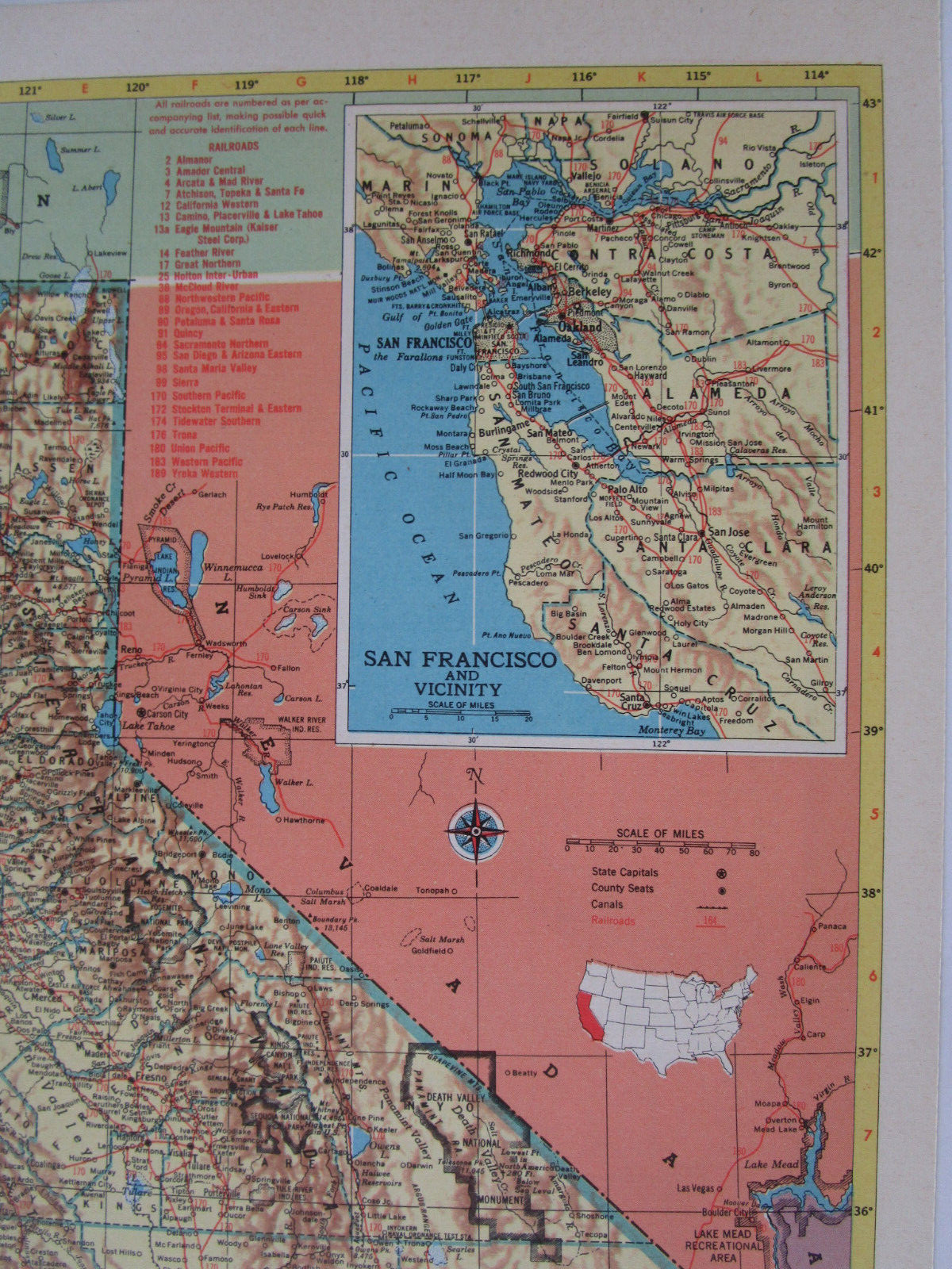 AR CA 1952 ARKANSAS RAILROAD Map. FORDYCE & PRINCETON RR ~or~ CALIFORNIA