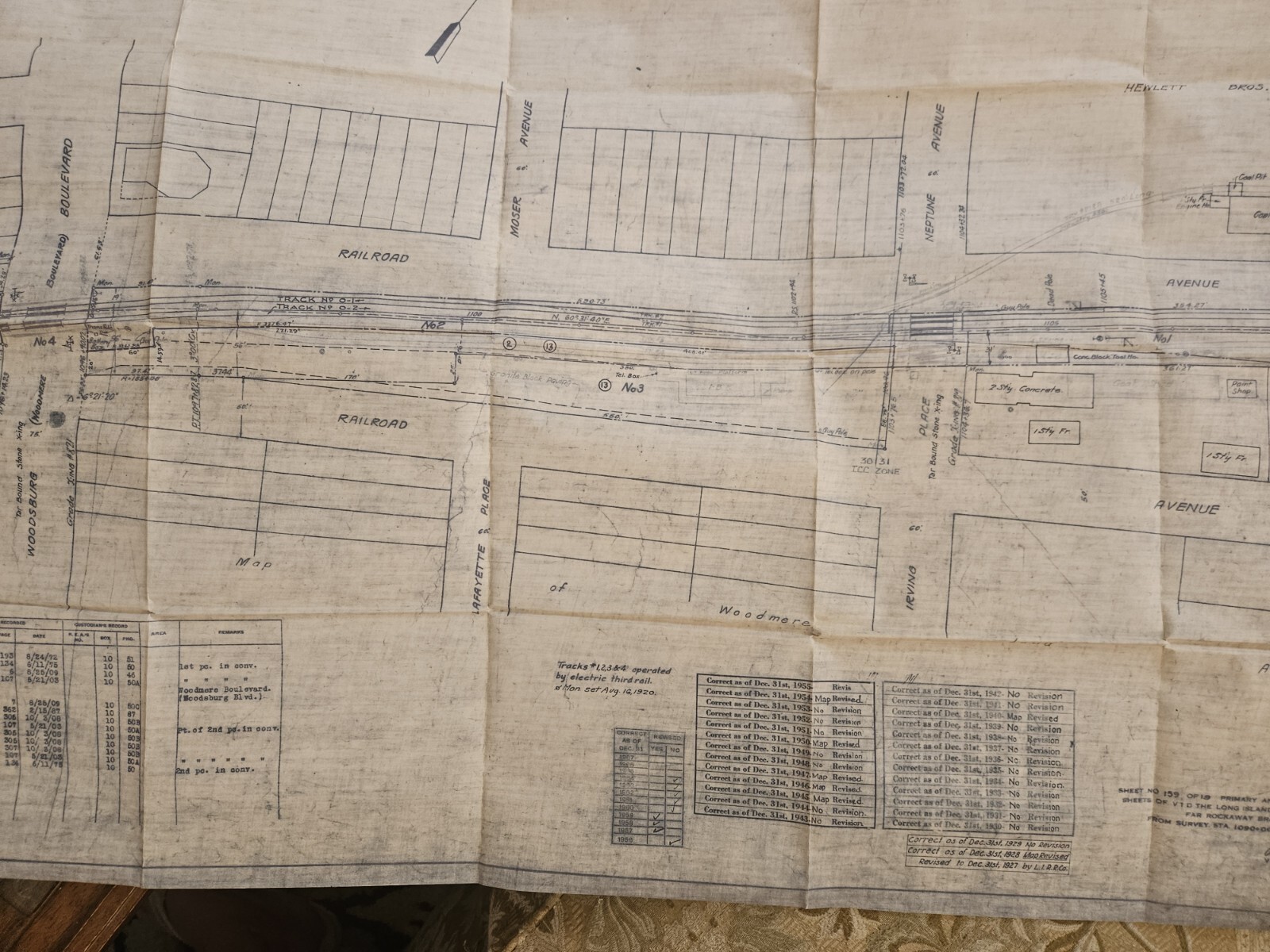 1920-67 Long Island Rail Road map Woodmere Right-of-Way 5 TOWNS LIRR Blue 24×56