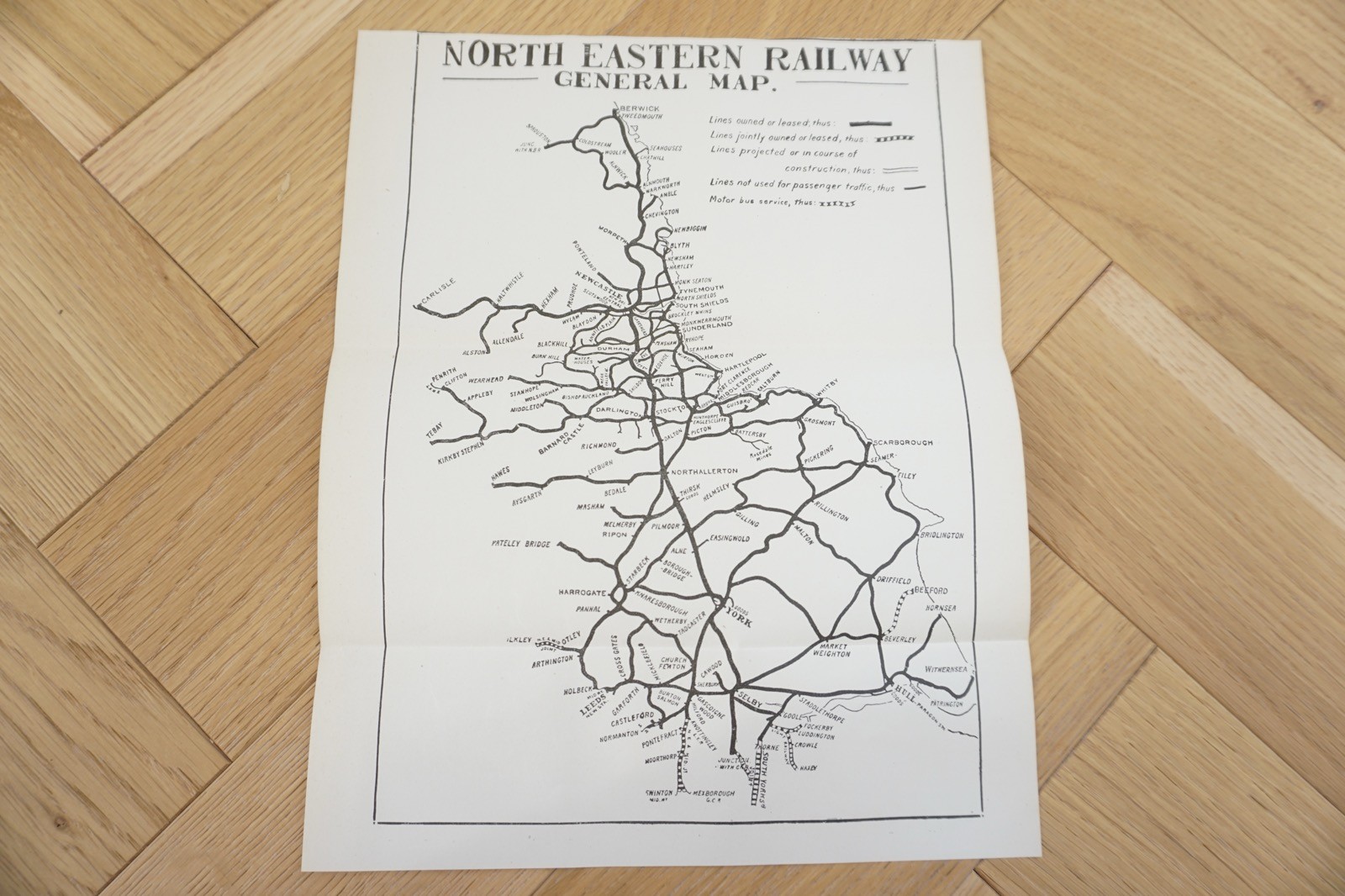 1922 North Eastern Railway Original Railway Map NER