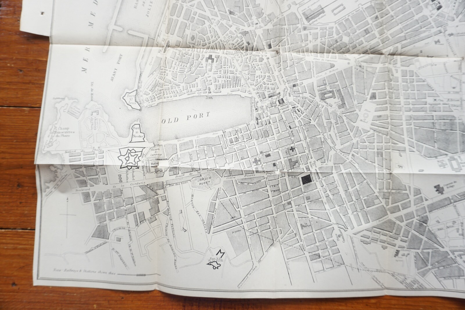1899 Bradshaws Map of Marseilles France Original Railway Map