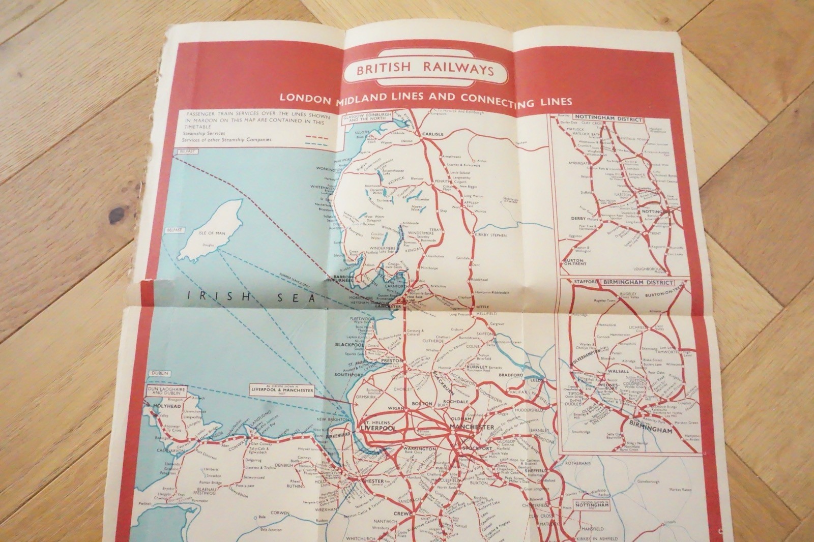 May 1960 British Rail London Midland Region Passenger Network Railway Map