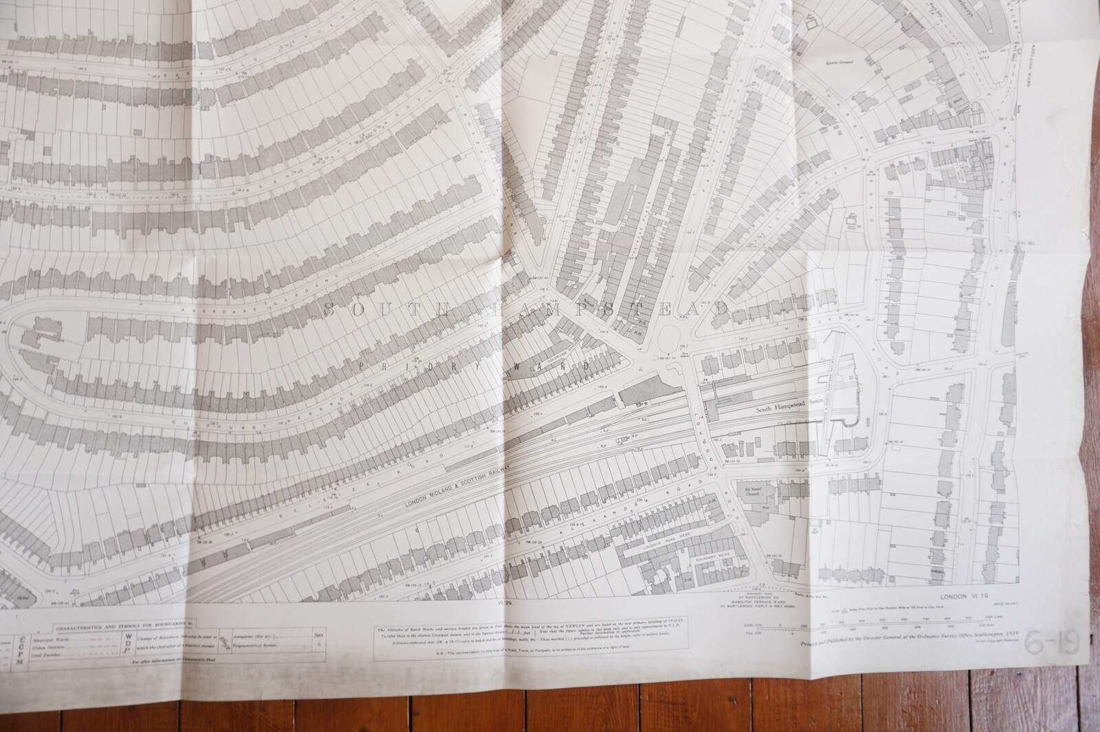 1937 South Hampstead London LMS LNER Railway OS Railway Map