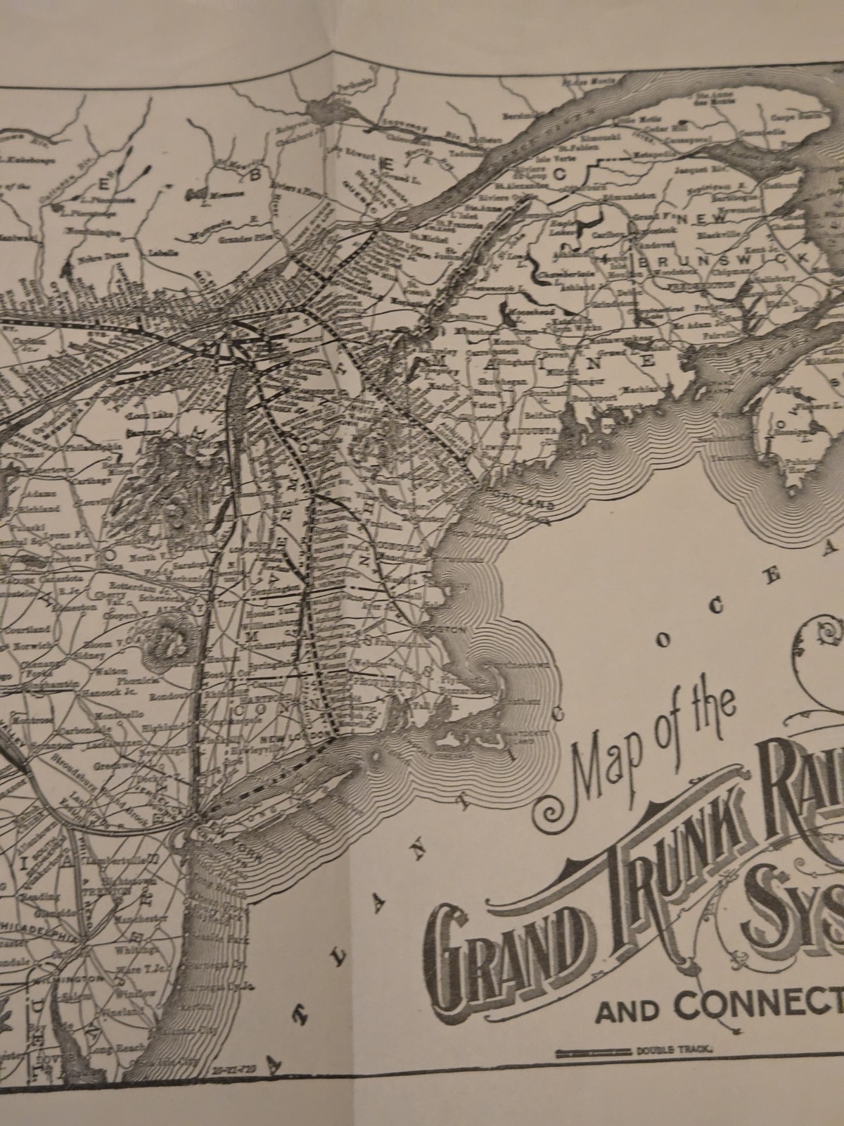 1910 Grand Trunk Railway System & Connections Map 3024 Original Northeast US