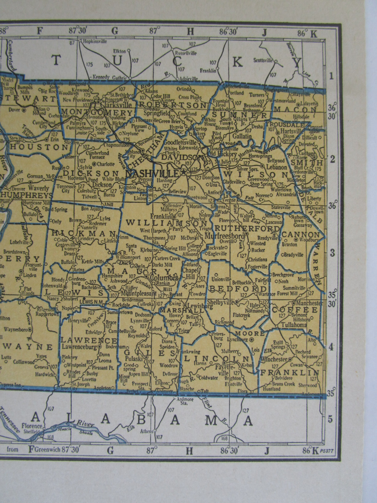 TN SD Vtg 1939 TENNESSEE RAILROAD Map. MORGAN & FENTRESS RR ~or~ SOUTH DAKOTA