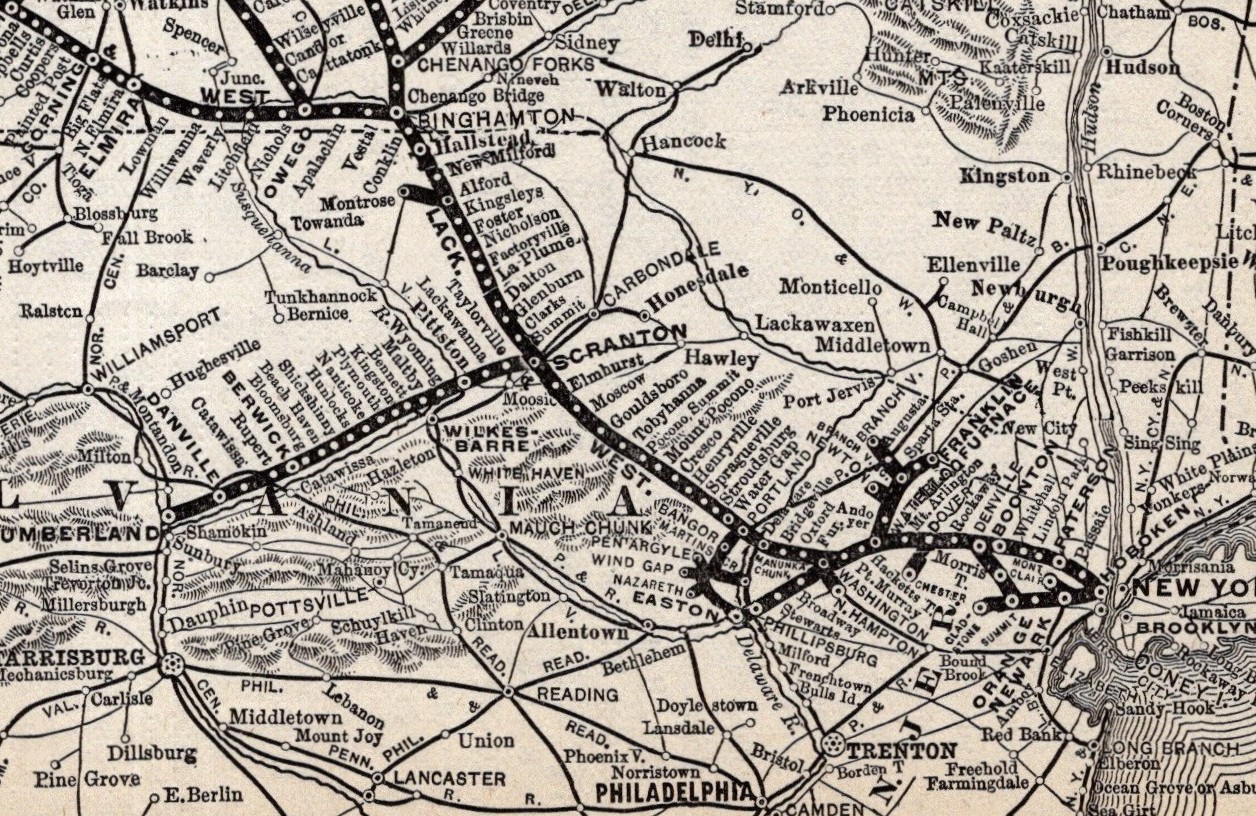 1902 Delaware Lackawanna & Western Railroad Vintage Railway Map 2724