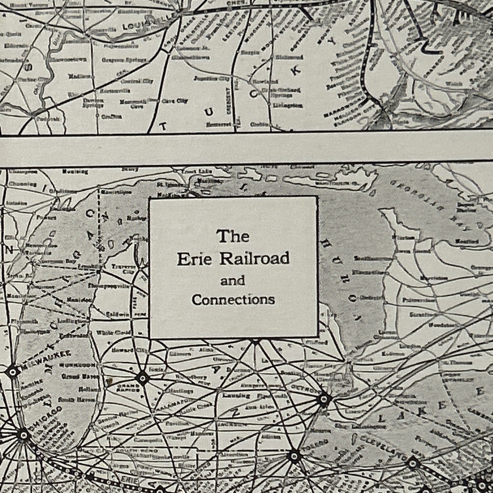 1917 Map Chicago Northwestern Chesapeake Ohio & Erie Railway Systems 15”x11”