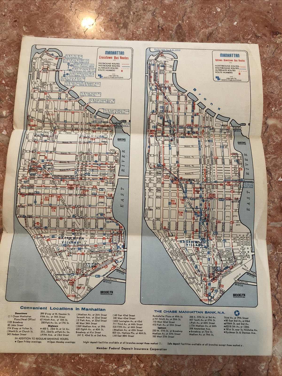 RARE ~ Chase Bank: 1960 Transit New York City Subway Map NYC Bus
