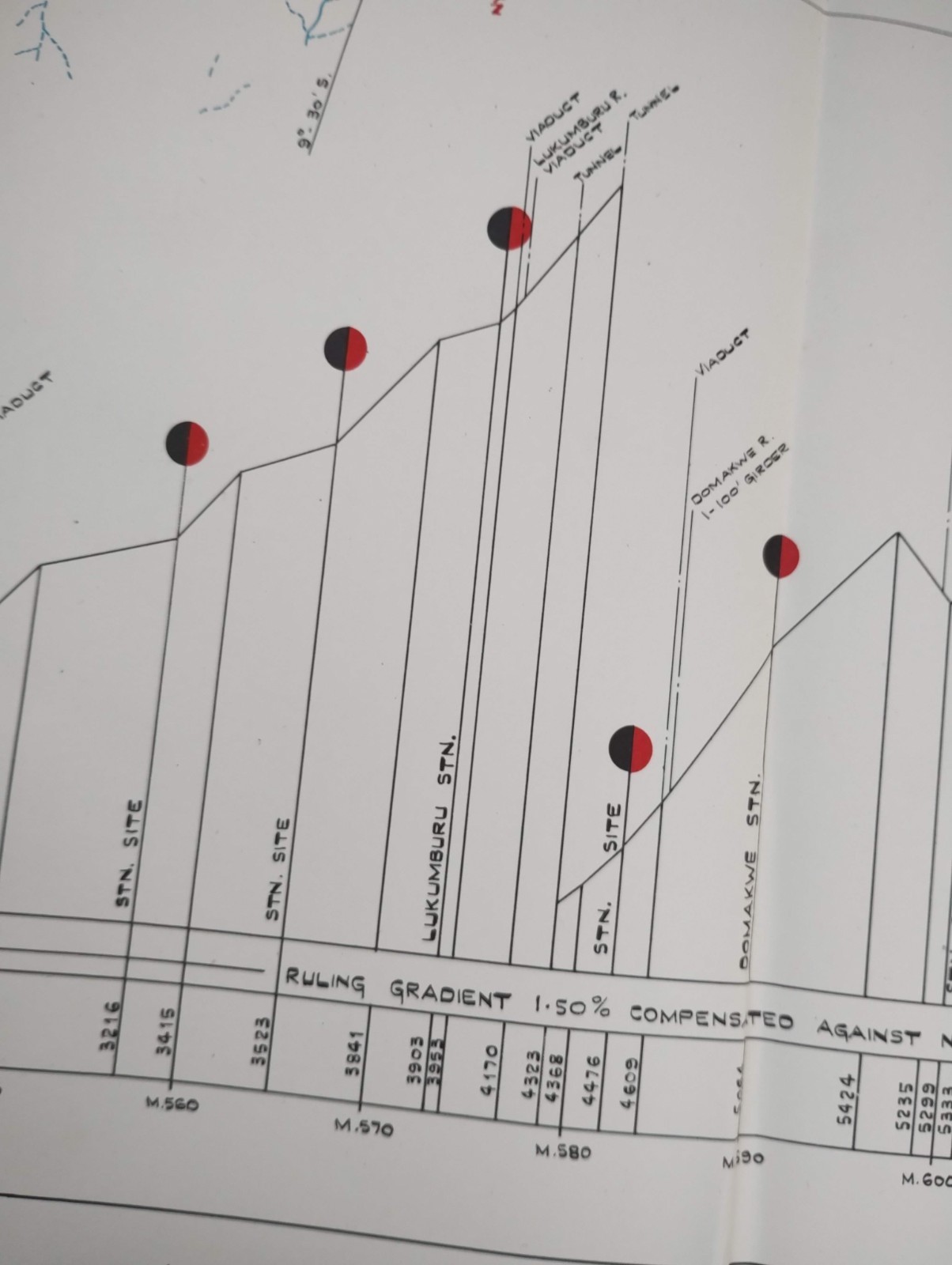 1952 Original East African Railways Map of Route: Ngaka to Makumbako (Tanzania)