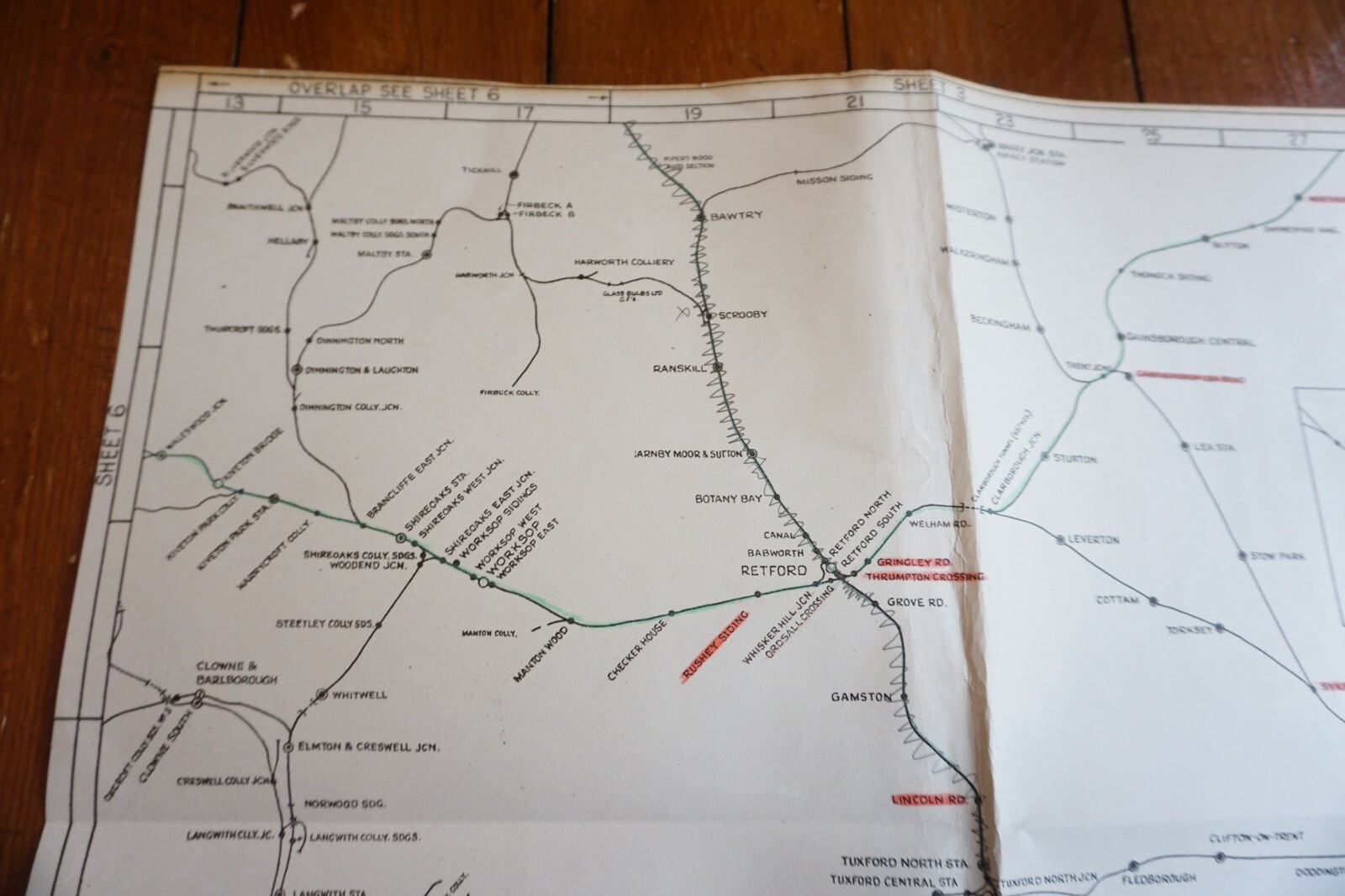 1951 Lincoln Retford Trent Eastern Reg British Rail Track Plan Railway Map