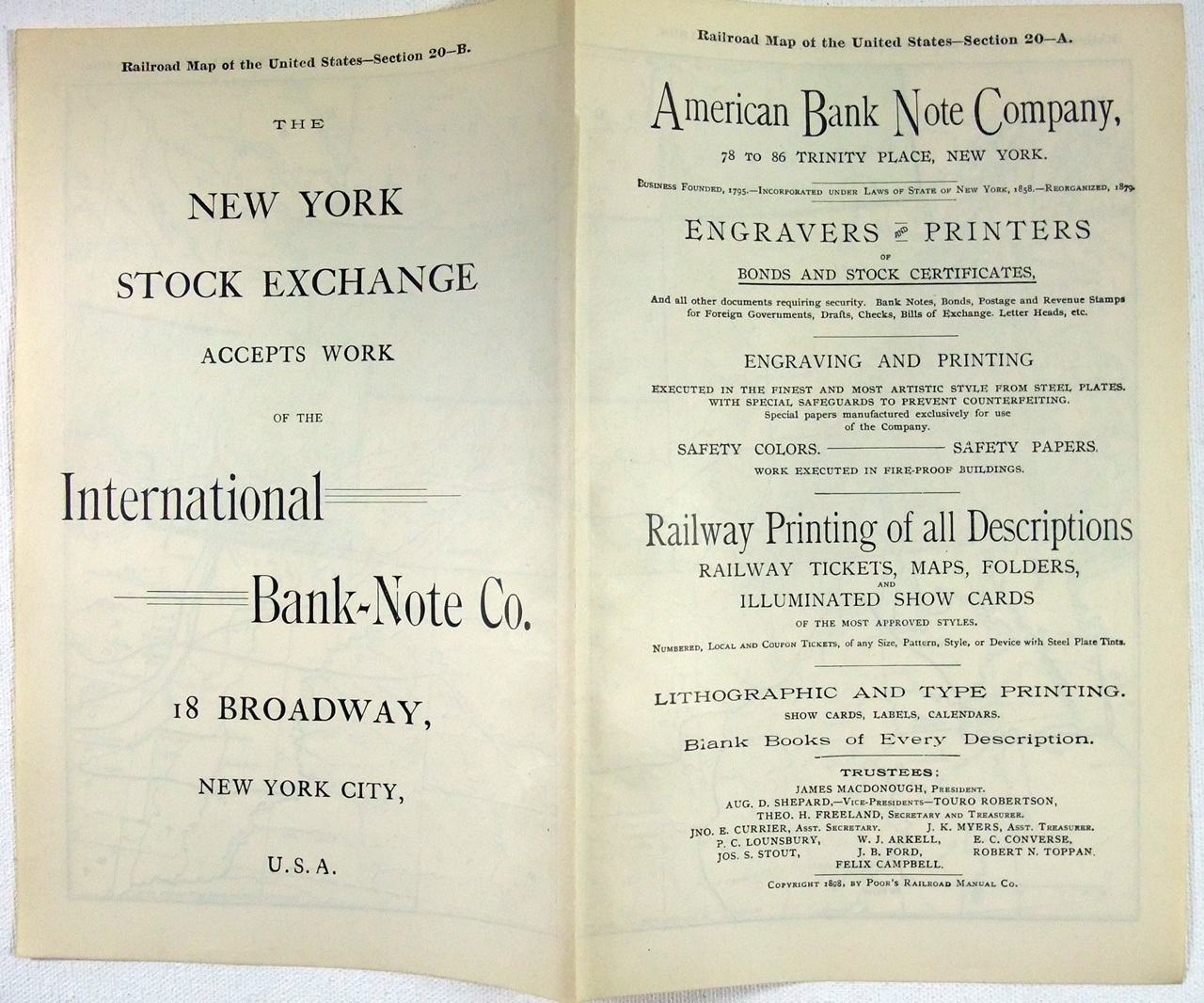 Western Canada – Original 1898 Railroad Map by The American Bank Note Company