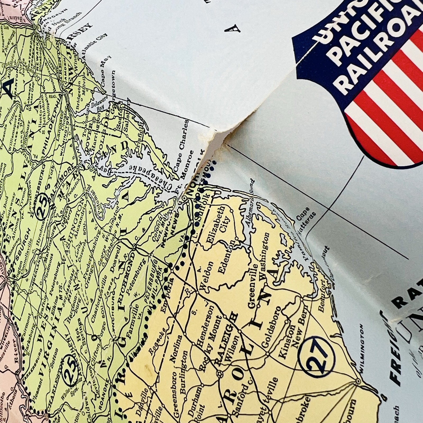 Union Pacific Railroad 1950 Freight Rate Map Vintage Collectible Ephemera