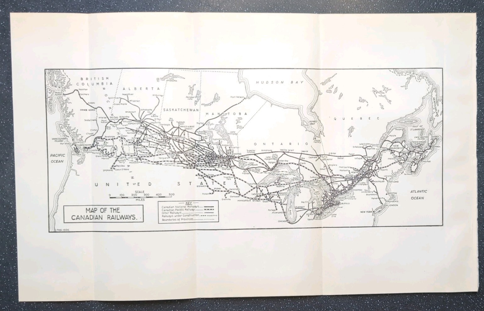Original 1929 Map of the Canadian Railways Systems