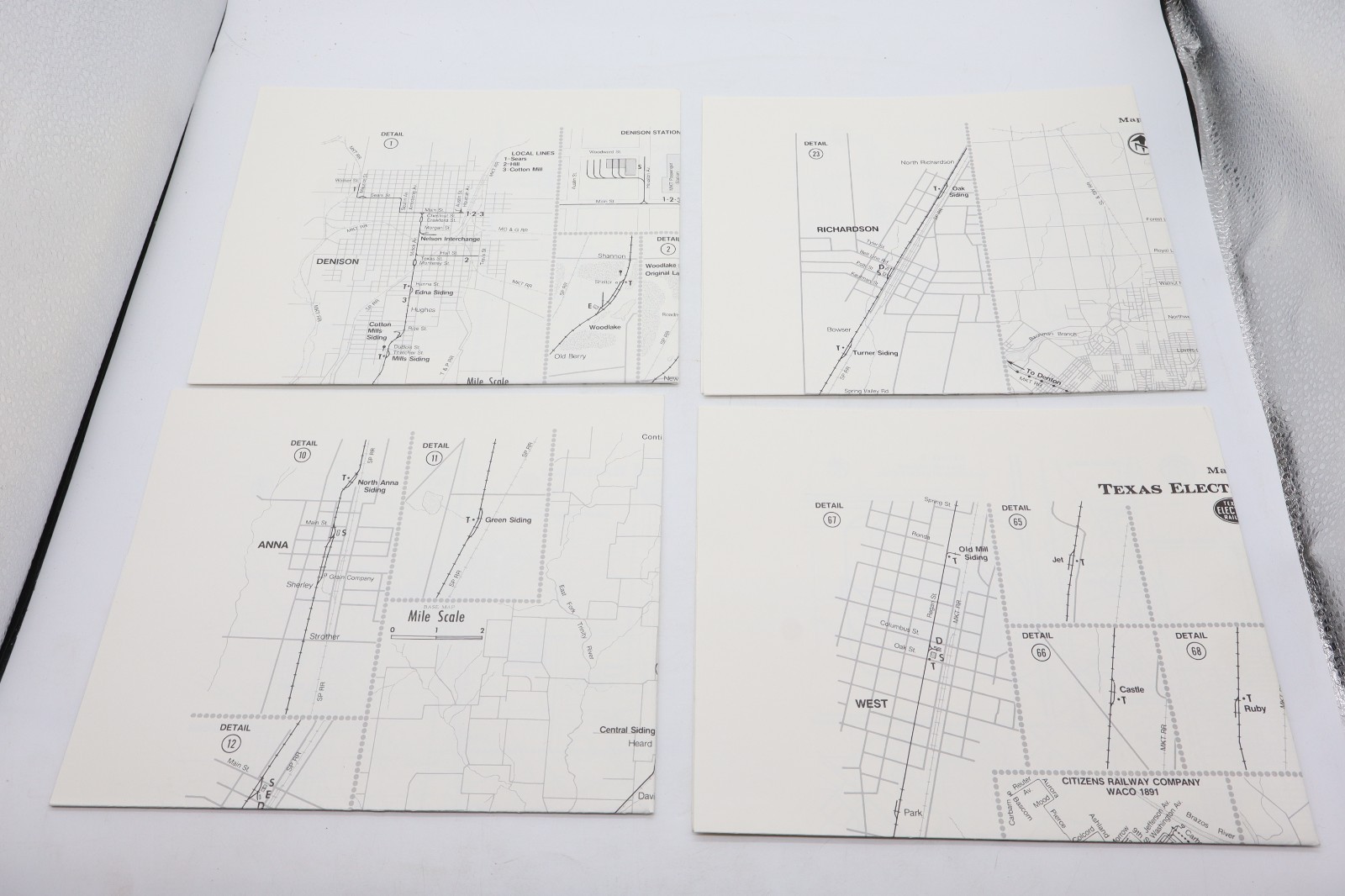 Texas Electric Railway Route Maps Set Of Eight (Four Double Sided Sheets)
