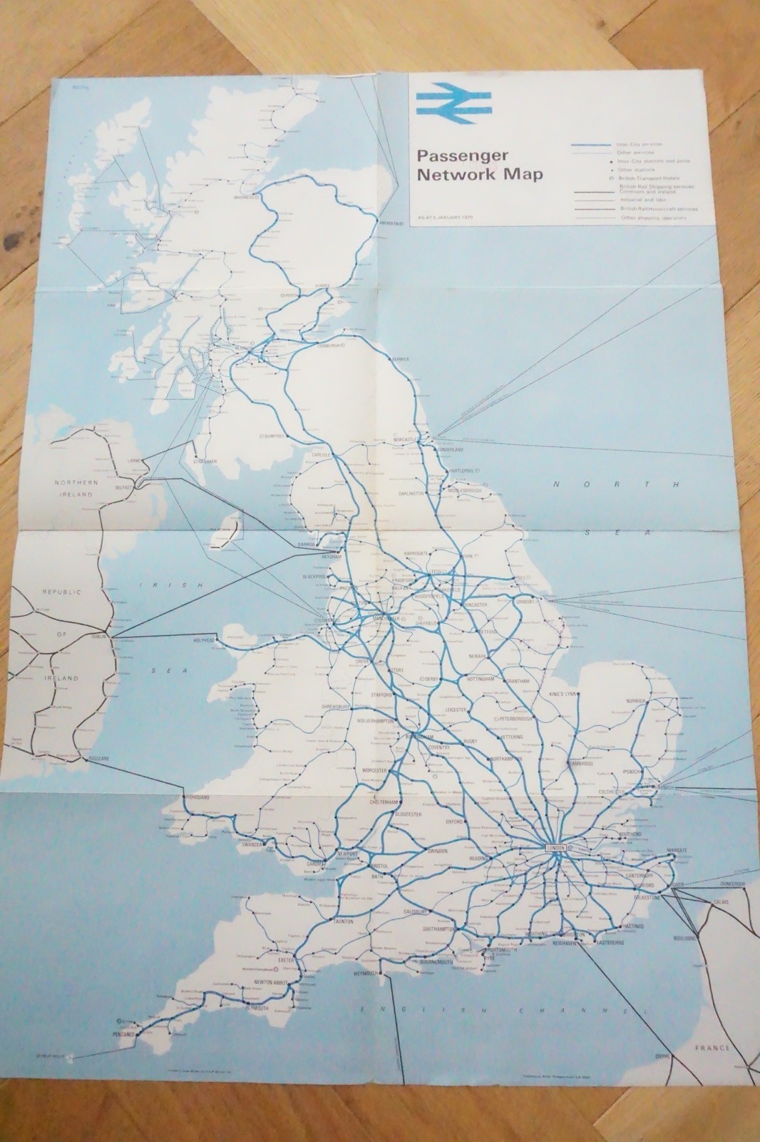 Jan 1970 British Rail Passenger Network Railway Map London Midland Region