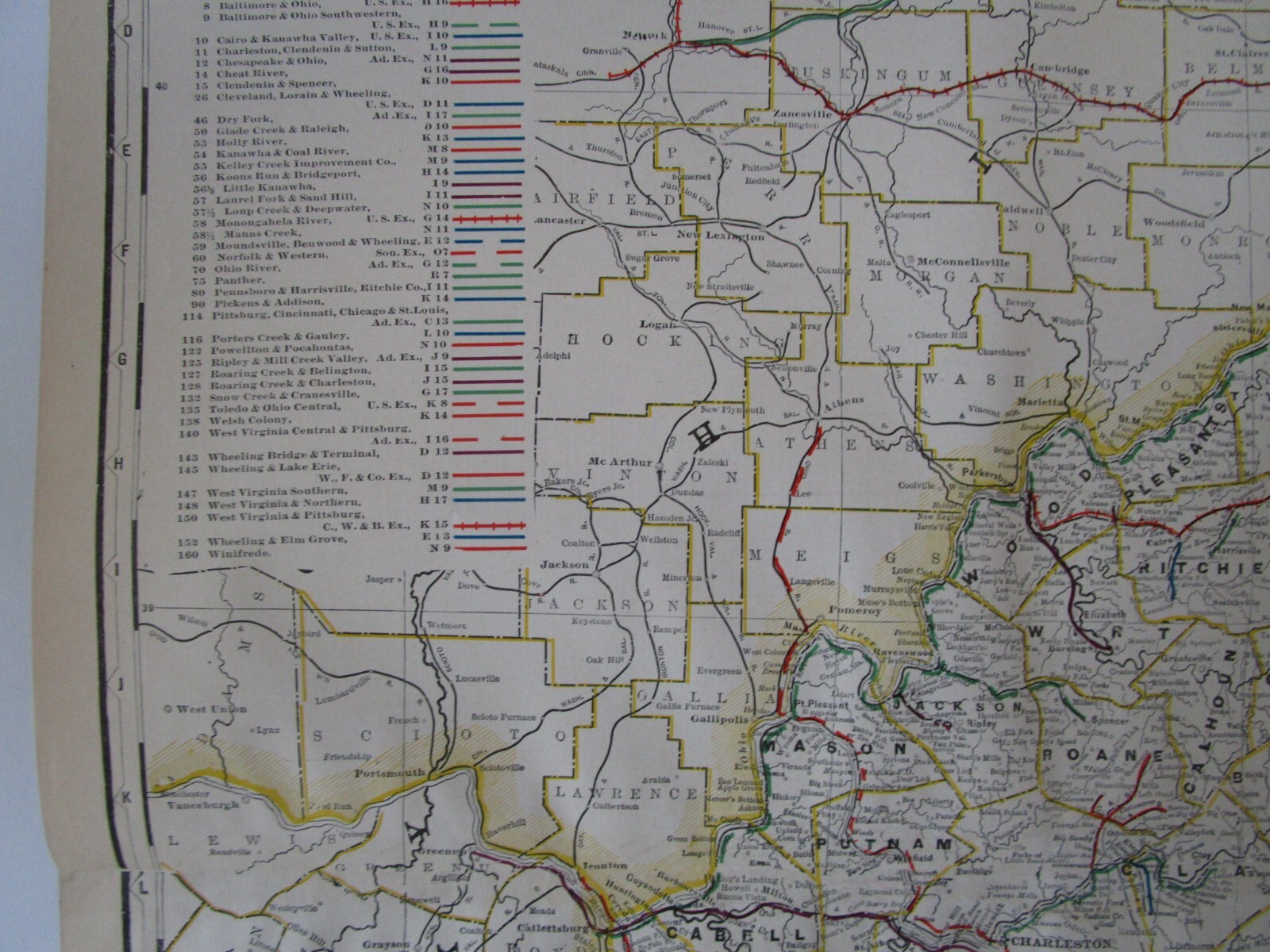 VA WV 1898 WESTERN VIRGINIA, W. VA STEAM RAILROAD Map. GLADE CREEK & RALEIGH RR
