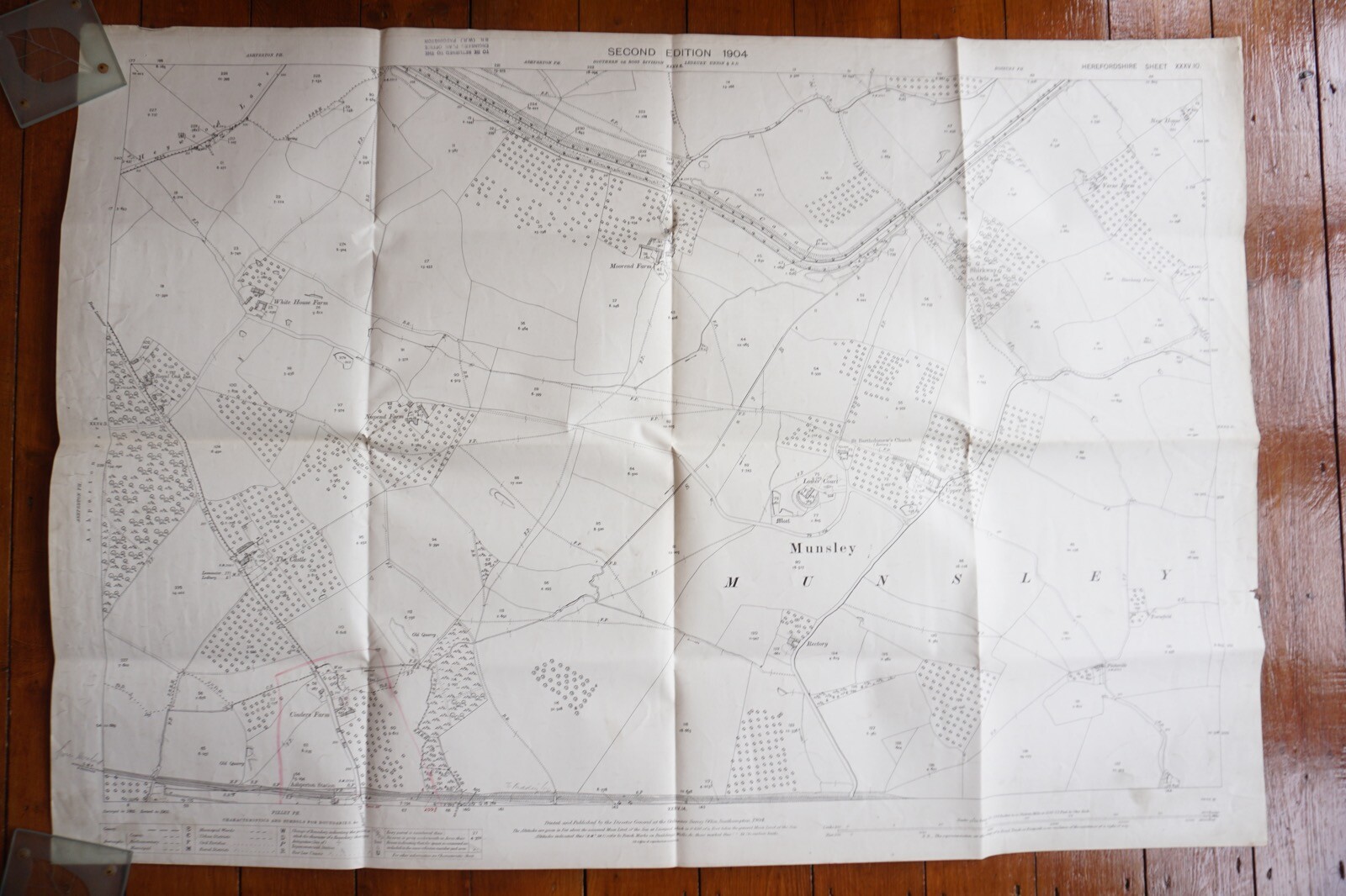 1904 Munsley Herefordshire GWR Great Western OS Railway Map