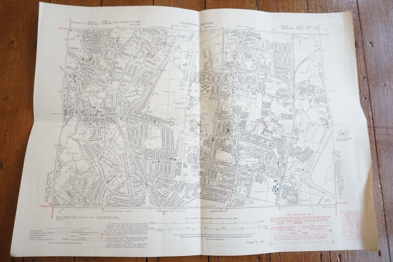 1938 Enfield Ponders End Middlesex LNER Railway OS Map