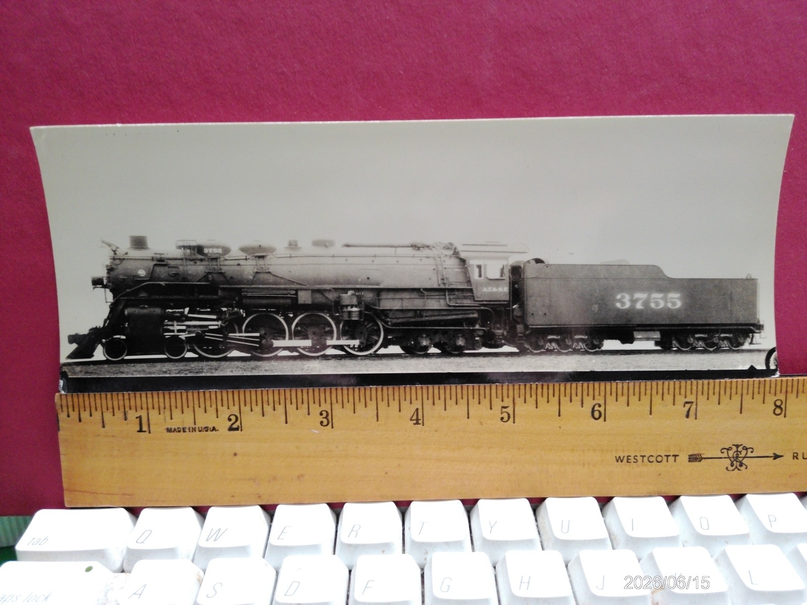 AT&SF RAILROAD ORIG BLUEPRINT DATA DIAGRAM BUILDERS PHOTO 4-8-4 LOCOMOTIVE #3751
